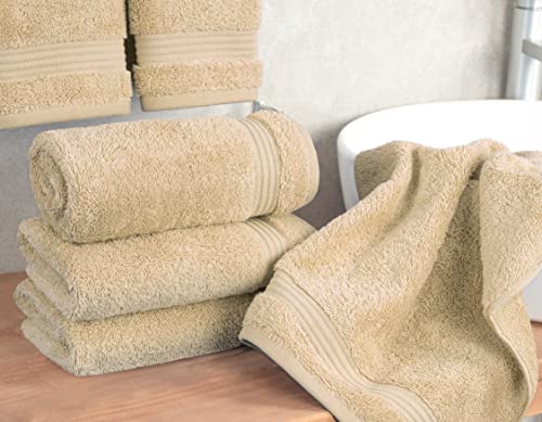 Cotton Paradise 100% Cotton Turkish Towel Set, Soft Absorbent Quick Dry, 4 Piece Hand Towel Set, Beige - color: Beige, size: 4 PC SET (16x28")