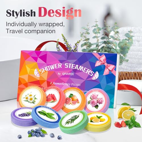 Qivatex Shower Steamers Aromatherapy, Birthday Gifts for Women, Teen Girls | Natural Essential Oils, Soothing Spa Self Care for Stress Relief & Relaxation, Gift for Women, Wife, Mom, Sister, Girlfriend - style: Colorful Women