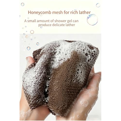 Exfoliating Bath Towel Set for Women Strong Cleaning Back Scrubber - color: Brown