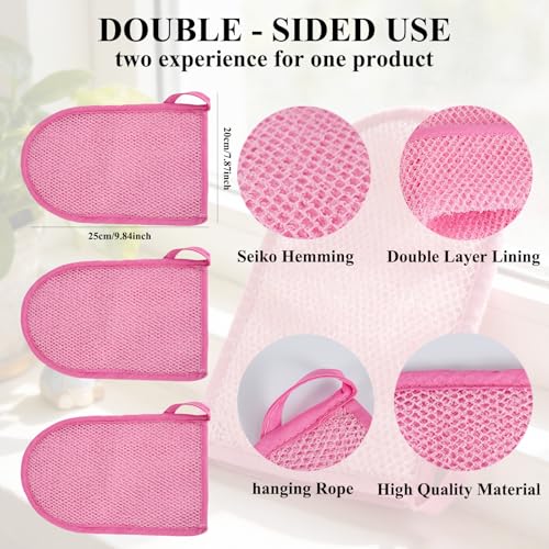 3 PCS Authentic African Net Sponge 30" Extra Long African Exfoliating Net for Body & Back Scrubber for Shower Quick Dry Nylon Mesh Washcloth for Glowing Skin (Pink+Purple, 3 Pcs) - style: 3Pac Pink+Purple
