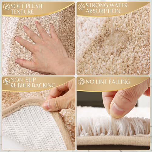 32PCS Bathroom Set Bathroom Sets with Shower Curtain and Rugs Beige Bathroom Accessories,Shower Curtain Set,Bathroom Rug Set with Bathroom Trash Can - size: Bath Set+Gradient Shower Curtain+Bath Rugs, style: Beige