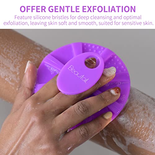 Silicone Body Scrubber, BEAUTAIL Shower Bath Scrubber, More Hygienic Than Traditional Loofah, Lather Nicely, Long Lasting, Gentle Exfoliating Brush for Women Men Baby Sensitive Skin, 1 Pack, Purple - color: Purple 1 Pc