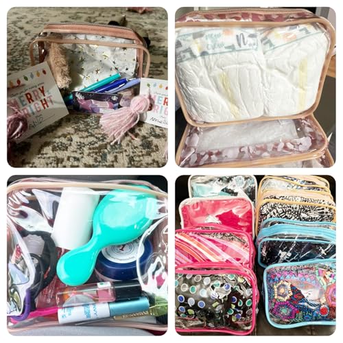 100 Pcs Clear Makeup Bags Bulk Graduation/Dad Gifts Bag Tsa Approved Toiletry Bag for Travel Transparent Cosmetic Bag PVC Waterproof Travel Small Pouches with Zipper for Men and Women (Multicolor) - color: Multicolor