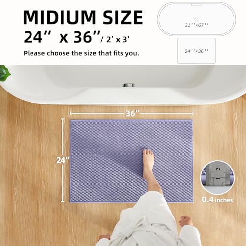 TYUU Bathroom Rugs Non Slip Washable, Super Absorbent Thin Bath Mat Quick Dry Low Pile Bathroom Rug, Lavender 24"x36" - color: Lavender, size: 2' X 3' (Rectangular)