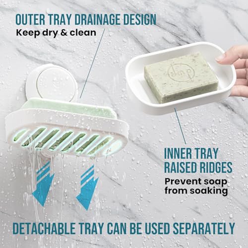 TAILI Soap Holder Soap Dish for Shower, Suction Cup Soap Holder for Shower Wall, Bathroom Accessories, Removable Strong Hold Soap Saver, Drill Free, White - color: White, size: 1 Tier