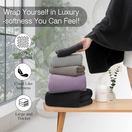 18 Piece Family Bath Towel Set Include 6 Bath Towels,6 Hand Towels and 6 Washcloths Soft Bathroom Towel with Hanging Loops,Highly Absorbent Quick Dry Towels Set for Bathroom,Hotel and Spa-Black - color: Black, size: 18-Piece Set