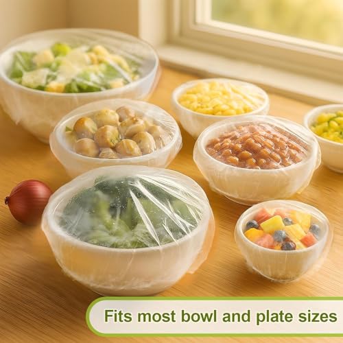 500PCS Bowl Covers for Bread Proofing – QUINGLU Elastic Plastic Food Covers | BPA-Free Reusable Disposable Wraps, Thickened Shower Caps for Bowls, Plates, fruit, Leftovers & Outdoor Picnics - size: Large-500