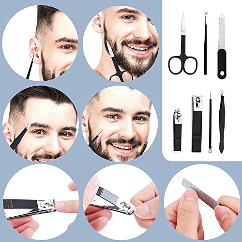 Nail Clippers Set Professional Manicure Set Grooming Kits Stainless Steel Travel Manicure Pedicure Kit Nail Care Tools Nail Kit with Travel Case Personal Care Tools Gifts for Men Women - color: Black and White