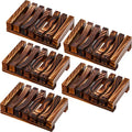 Honoson 5 Pieces Wooden Soap Dish Holder Tray Wood Bar Soap Holder Tray Self Draining Saver for Shower Bathroom Kitchen - color: Charcoal