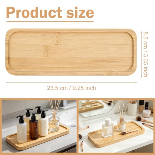 Small Bamboo Tray for Bathroom Counter Dispenser,3.4" x 9.3" x 0.3" | Bathroom Countertop Organizer,Decorative Display Trays for Vanity, Plants, Candles, Keys, Soap, Jewelry, Tealight Plates - size: 9.3" x 3.4" x 0.3"