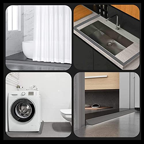 Collapsible Shower Threshold Water Dam, Self Adhesive Silicone Waterproof Barrier Bathroom and Kitchen Water Strip Dam Shower Guard for Dry And Wet Separation Caulk Seal Strip Edge Trim (67Inch, Grey) - color: Grey, style: 67Inch