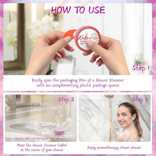 Shower Steamers Aromatherapy 8 Pack –Natural Essential Oil Shower Bombs for Self Care, Home Spa, Stress Relief & Relaxation, Birthday Gifts for Women and Men. Dreamy Watercolor Style - style: Dreamy Watercolor Style
