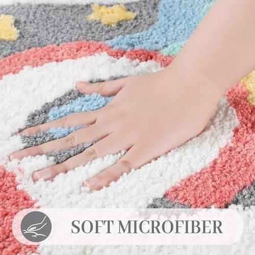 Cute Toilet Rug U Shaped, Microfiber Bathroom Toilet Rugs Non Slip Bath Mat Toliet Rug Machine Washable Absorbent Bathroom Rugs 20 x 22 Inches, Spaceship - color: Rocket