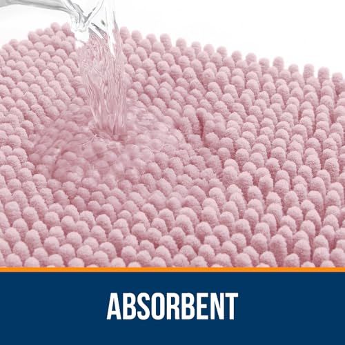 OLANLY Toilet Rugs U-Shaped 20x20, Extra Soft Absorbent Chenille Contour Bathroom Rugs for Toilet, Dry Quickly, Machine Washable, Non-Slip Bath Mat, Dusty Rose - color: Dusty Rose, size: 20" X 20" Contour Rug