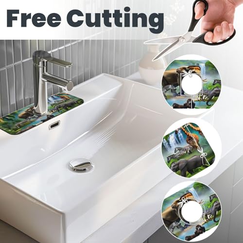Animal Paradise Kitchen sink faucet pad, strong water absorption, anti slip, easy to clean, very suitable for splash and drip prevention, suitable for kitchens and bathrooms - color: Animal Paradise