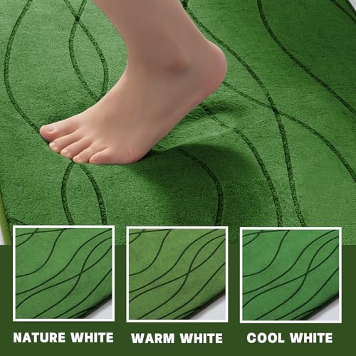YIHOUSE Bathroom Rugs Set 2 Piece, Memory Foam Bath Mat Green | U Shaped+Small Mat, Ultra Soft, Absorbent, Non-Slip, Machine Washable, for Bathroom, Sink and Toilet - color: Grass Green, size: 2' x 1'5" (Rectangular)