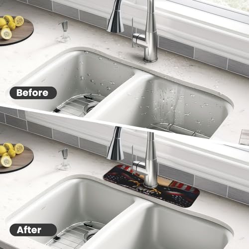 Classic American Old Flag Kitchen sink faucet pad, strong water absorption, anti slip, easy to clean, very suitable for splash and drip prevention, suitable for kitchens and bathrooms - color: Classic American Old Flag We The People Eagle