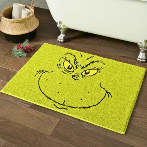 Collectibles Grinch by Dr. Seuss Holiday & Christmas Non Slip Plush Poly Knit Bathroom Mat Rug, 21x34, (Officially Licensed Product) by Franco - color: Grinch