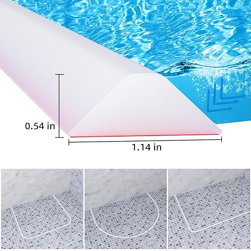 Duzzy 118 Inch Collapsible Shower Water Dam, Shower Threshold Water Stopper Barrier and Retention System and Keeps Water Inside Threshold Dry and Wet Separation, Suitable for Bathroom & Kitchen - color: Translucent, style: 118 Inch