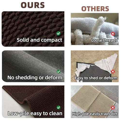TYUU Bathroom Rugs Non Slip Washable, Super Absorbent Thin Bath Mat Small Quick Dry Low Pile Bathroom Rug, Brown 20"x30" - color: Brown01, size: 1'8" X 2'6" (Rectangular)
