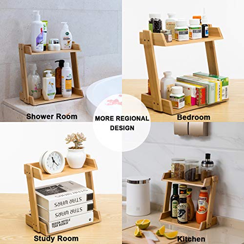 GOBAM Bamboo Makeup & Countertop Organizer, Large - 2 Layer Cosmetics, Lipsticks, Jewelry, Brushes, Hair Accessories & Perfume Organizer for Dresser, Easy Assembly - Natural - size: Large