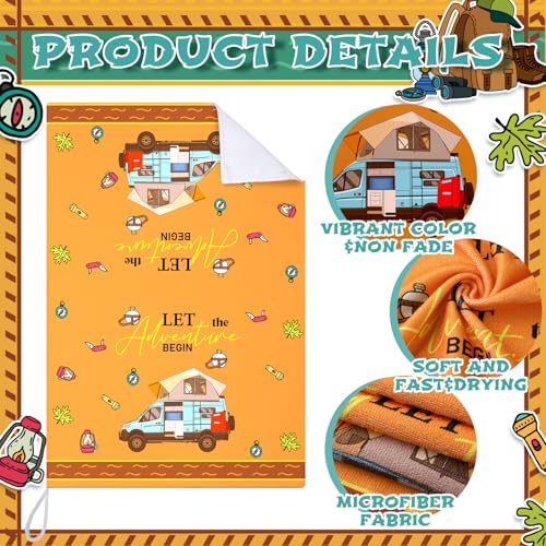 Boyiee Set of 6 Camping Kitchen Towels Absorbent Dishcloths Bonfire Tent Car Tea Towels 24 x 16 Inches with Funny Sayings Novelty Gifts for Campers Happy Camper Camping Accessories for Rv Campers - color: Colorful Camping