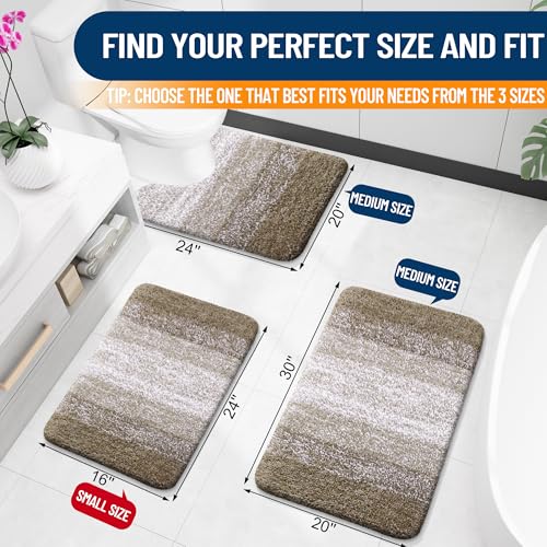 OLANLY Small Bathroom Rugs Mat 24x16, Extra Soft Absorbent Microfiber Bath Rugs, Rubber Backing, Quick Dry, Machine Washable Bath Mat for Bathroom Floor, Tub and Shower, Home Decor Accessories, Coffee - color: Coffee, size: 24" X 16"