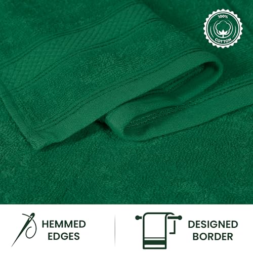 Casa Lino Face Towels & Body Wash Cloths for Showering - 100% Cotton Wash Cloths for Bathroom - Highly Absorbent & Quick Drying Washcloth Set - Cotton Washcloths 24 Pack (12" x 12") - (Green) - color: Green