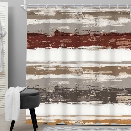 Abstract Brown 72Wx84H Shower Curtain Extra Long Modern Gray Grey Oil Painting Watercolor Striped Minimalist Geometric Simple Bathroom Curtain Set Aesthetic Bath Bathroom Accessories Decor - size: 72"W x 84"L (Pack of 1)