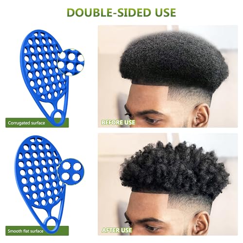 KOUPA Silicone Afro Twist Brush with Pick Comb - Easy Clean Dual-Sided Design with Textured Holes for Defined Afro Curls, Suitable for Coily Hair Men & Women, Blue - color: Blue