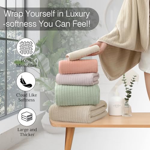 18 Piece Family Bath Towel Set Include 6 Bath Towels,6 Hand Towels and 6 Washcloths Soft Bathroom Towel with Hanging Loops,Highly Absorbent Quick Dry Towels Set for Bathroom,Hotel and Spa-Beige - color: Beige, size: 18-Piece Set