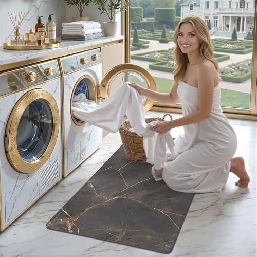 Color&Geometry Ultra Thin Bathroom Rugs Non Slip,Absorbent Quick Dry Bath Mats for Bathroom,Thin Bath Rugs Washable with Rubber Backing Fit Under Door Outside Shower,Gold-Veined Marble,16"x24" - color: Gold-veined Marble, size: 16"x24"