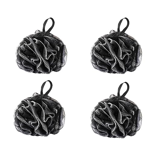 SEVENHEAD Bath Sponge Shower Loofahs, Gray, 50g/Piece, Mesh Pouf Bath Scrunchies Body Wash Puff(Set of 4) - style: Gray