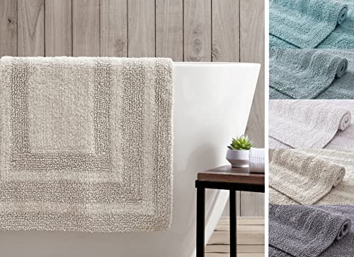 Eddie Bauer - Bathroom Rug, 100% Soft Plush Tufted Cotton Bath Rug, Highly Absorbent, Quick-Dry, and Skid-Resistant Backing (Logan Beige, 2 Piece) - color: Beige, style: 2 Piece