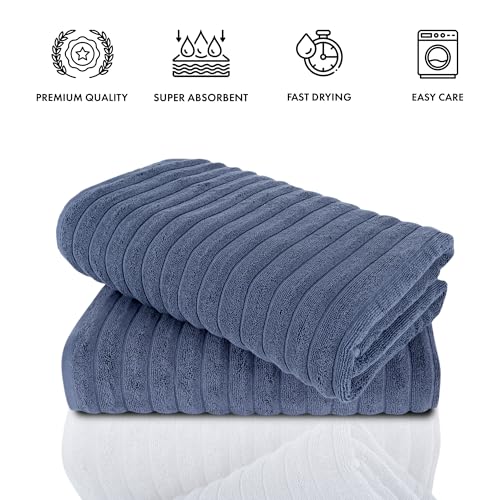 Classic Turkish Towels CTT - Premium 2 Piece Jumbo Bath Sheets, 100% Turkish Cotton, Absorbent & Ultra Comfy Bath Towel Sheets for Hotels & Spa | 40"x65" (Dark Blue) - color: Dark Blue, size: 2-Piece Bath Sheets