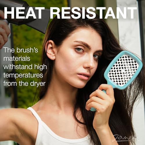 Janeke Original Patented Superbrush Detangler Brush Anti-static Hairbrush Easy For Wet or Dry Use Flexible with Nylon Bristle Great for All Hair Types - Long Thick Curly (Tiffany) - color: Tiffany Superbrush