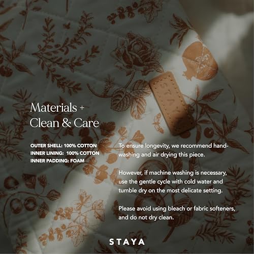 Staya Quilted Makeup Bag for Women – Cotton Travel Cosmetic & Toiletry Pouch, Small Aesthetic Organizer for Purse & Carry-On (Peaches) - color: Peaches