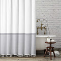 Seasonwood Extra Long Shower Curtain Tassel White and Gray Shower Curtains for Bathroom Farmhouse Modern Grey Bathroom Curtain Set 72×84 - color: Grey and White, size: 72"W x 84"L (Pack of 1)
