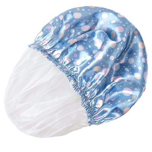 Shower Caps for Women, 4 PCS Elastic and Reusable Bath Caps, Double Layers Shower Cap Reusable Waterproof, Bathing Shower Caps, Environmental Bath Hair Protection Cap - Polka Dots - color: Polka Dots