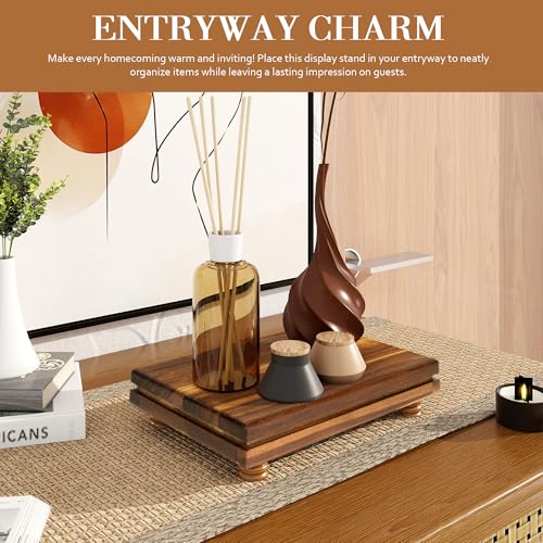 EOSAHR Unique Wood Riser Display Stand for Home Decor – Farmhouse Riser for Decor as Plant Stand & Soap Holder - Ideal for Displaying Apartment Decor Style (Light Acacia Wood) - color: Acacia Wood