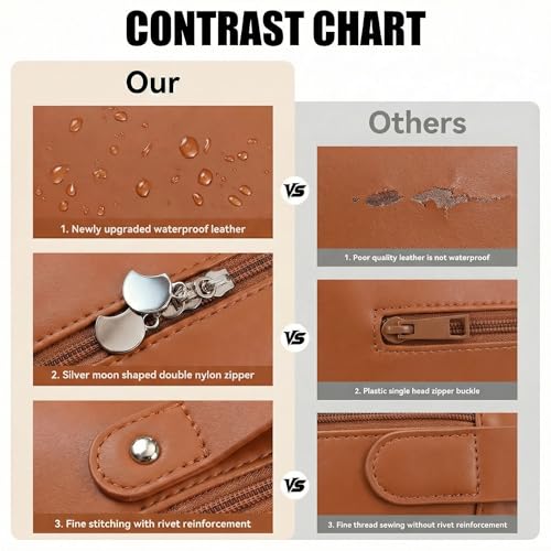 Travel Makeup Bag, Large Capacity Cosmetic Bags for Women, Waterproof Portable Pouch Open Flat Toiletry Bag Make up Bag (Brown) - color: Brown