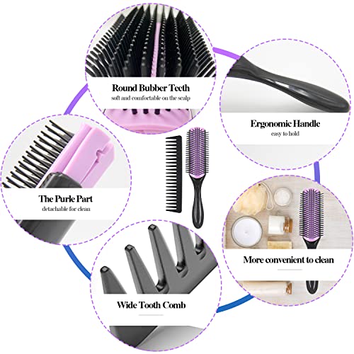 12Pcs Detangling Brush Set for Curly Hair, Curly Hair Brush with Sleep Bonnet Afro America/African 3a to 4c Texture, Easier and Faster on Wash Days - color: Gradient-12 piece set