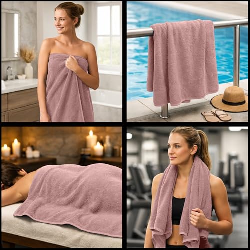 RIVERSIDE Pack of 8 Towels Set, 2 Large Bath, 2 Hand, 4 Face Washcloths, 100% Cotton Hotel Quality, Super Soft, Quick Dry, Highly Absorbent Perfect for Bathroom, Dusty Rose - color: Dusty-rose, size: Towel Set (PK 8)