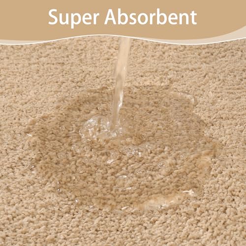 LOCHAS Bathroom Rug Set Beige, Soft Bath Rug Set 2 Piece, Toilet Mat U-Shaped 20x20 and 24x48 Bath Rugs, Quickly Dry Mats for Bathroom, Tub, Washable, Super Absorbent Floor Mat - color: Beige, size: 48" x 24" Plus 20" x 20" (U-Shape)