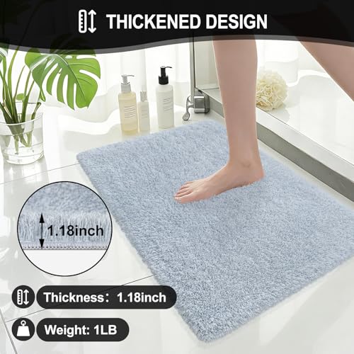 Bathroom Rugs 30"x20", Extra Soft Absorbent Plush Bath Mat Rubber Backing Quick Dry, Machine Washable Bath Mats for Bathroom Tub, Floor, Shower, Bedroom, Blue Grey - color: Blue Grey, size: 30" x 20"