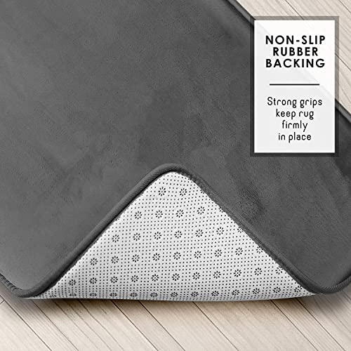 Clara Clark Bathroom Rugs, Velvet Memory Foam Bath Mat, Non-Slip, Machine Washable Bath Rugs - Dries Quickly, Ultra Soft Plush Bath Mats for Bathroom, 17 x 24, Grey - color: Dark Grey, style: 17 x 24