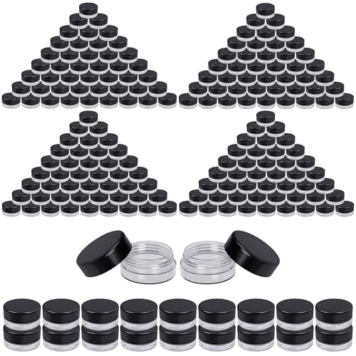 Houseables Sample Containers, Sample Jars, Lip Balm Containers, Mini Jars with Lids, Small, Empty for Makeup, Powder, Gloss, Cosmetic, Tiny, Chapstick, Dab, Wax, Scrub, Little, Plastic, 3 Gram, 200PK - color: Black, size: 200 Pack