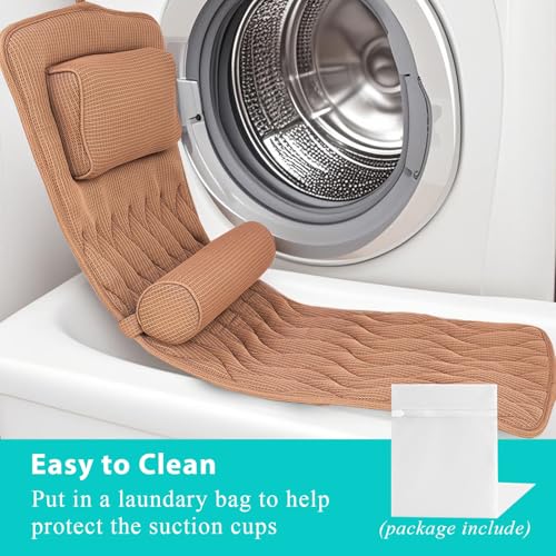 AEROiVi Full Body Bath Pillow with Adjustable Lumbar Roll Pillow Bathtub Cushion with 14 Suction Cups 3D Air Mesh Fit Any Tub Gray Bathroom Accessories Brown - size: 50 inch Brown