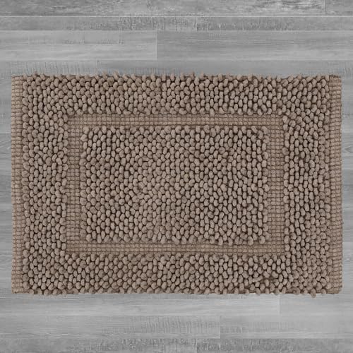 Jean Pierre New York 100% Chenille Cotton Skid Resistant Plush Bath Mat - 17"x24" Bathroom Rug - Brown Cappuccino - color: Brown Cappuccino, size: 1'5" x 2' (Rectangular)