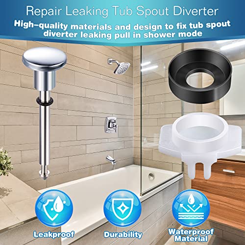 Enhon 2 Set Tub Spout Diverter Repair Kit, Includes 2 x Diverter Valve Stems, 2 x Cup Seals and 2 x Gates, Bathroom Shower Bathtub Leaky Faucet Repair Replacement Parts (Chrome,Classic) - color: Chrome